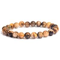 Tiger Eye Stone Bracelets, with Elastic Thread, Round, fashion jewelry & Unisex 8mm Approx 19 cm 