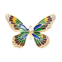 El esmalte Broche, aleación de zinc, Mariposa, chapado en color dorado, para mujer & con diamantes de imitación, más colores para la opción, 30x42mm, 10PCs/Grupo, Vendido por Grupo