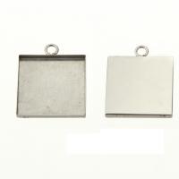 Stainless Steel Pendant Setting, 304 Stainless Steel, Rhombus, plated Approx 2mm, Inner Approx [