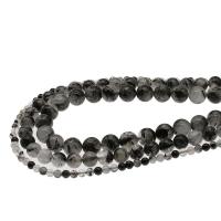 Perles Quartz rutile, Quartz rutile noir, Rond, DIY & normes différentes pour le choix, noire cm, Vendu par brin