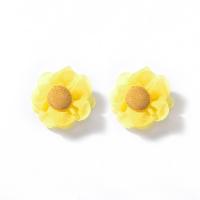 Cloth Stud Earring, with Zinc Alloy, Flower, fashion jewelry & for woman, yellow 