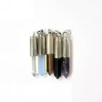 Gemstone Jewelry Pendant, Natural Stone, with Zinc Alloy, Conical, platinum color plated & Unisex 