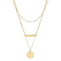 Collier de mode Multi couche, laiton, avec 1.97inch chaînes de rallonge, Plaqué d'or 14K, trois couches & styles différents pour le choix & pour femme, doré Environ 13.78 pouce, Environ 15.75 pouce, Environ 17.72 pouce, Vendu par PC