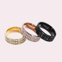 Anillos para Pareja, Partículas de acero, unisexo & diverso tamaño para la opción & con diamantes de imitación, más colores para la opción, 8mm, Vendido por UD