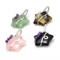 Gemstone Brass Pendants, with Gemstone, Star & Unisex 