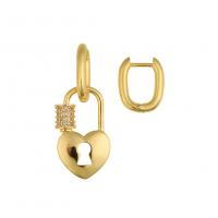 Asymmetric Earrings, Brass, gold color plated & micro pave cubic zirconia & for woman 