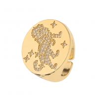 Cubic Zirconia Micro Pave Brass Finger Ring, gold color plated, Adjustable & micro pave cubic zirconia & for woman 