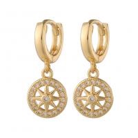 Huggie Hoop Drop Earring, Brass, gold color plated & micro pave cubic zirconia & for woman 