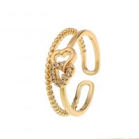 Cubic Zirconia Micro Pave Brass Finger Ring, gold color plated, Adjustable & micro pave cubic zirconia & for woman 