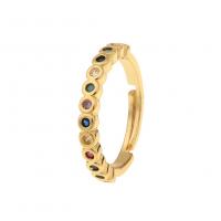 Cubic Zirconia Micro Pave Brass Finger Ring, gold color plated, Adjustable & micro pave cubic zirconia & for woman 