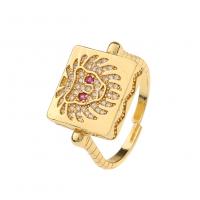 Cubic Zirconia Micro Pave Brass Finger Ring, gold color plated, Adjustable & micro pave cubic zirconia & for woman 