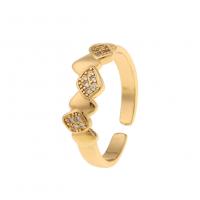 Cubic Zirconia Micro Pave Brass Finger Ring, gold color plated, Adjustable & micro pave cubic zirconia & for woman 