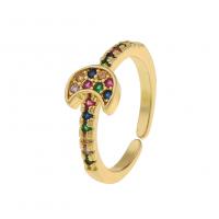 Cubic Zirconia Micro Pave Brass Finger Ring, gold color plated, Adjustable & micro pave cubic zirconia & for woman 