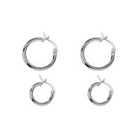 Männer Sterling Silber Hoop Ohrringe, 925er Sterling Silber, Kreisring, Platinfarbe platiniert, verschiedene Größen vorhanden & für Frau, verkauft von Paar