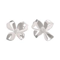 Argent sterling 925 boucle d oreille dormeuse, fleur, Placage, pour femme, plus de couleurs à choisir Vendu par paire