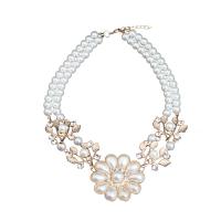 Collar de perlas de plástico, Perlas plásticas, con aleación de zinc, aleación de cinc cierre de langosta, para mujer & con diamantes de imitación, color mixto, longitud:49 cm, Vendido por UD