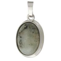 Gemstone Brass Pendants, with Labradorite, fashion jewelry & DIY, grey Approx 5mm 