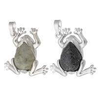 Gemstone Brass Pendants, with Gemstone, Frog, fashion jewelry & DIY Approx 5mm 