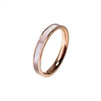 Titan Stahl Fingerring, Titanstahl, mit Weiße Muschel, Kreisring, Vakuum-Ionen-Beschichtung, verschiedene Größen vorhanden & für Frau, Roségold, 2.5mm, verkauft von PC