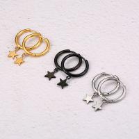 Huggie Hoop Drop Earring, 304 Stainless Steel, Star, Vacuum Ion Plating, fashion jewelry & Unisex 17mm,7mm 