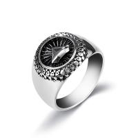 304 Stainless Steel Finger Ring, Round, plated, fashion jewelry & for man, silver-grey 