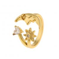 Cubic Zirconia Micro Pave Brass Finger Ring, gold color plated, Adjustable & Unisex & micro pave cubic zirconia 