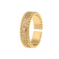 Cubic Zirconia Micro Pave Brass Finger Ring, gold color plated, Adjustable & Unisex & micro pave cubic zirconia 