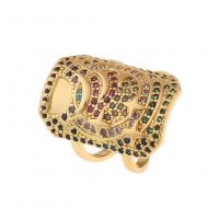 Cubic Zirconia Micro Pave Brass Finger Ring, gold color plated, Adjustable & Unisex & micro pave cubic zirconia 