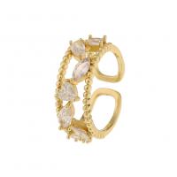 Cubic Zirconia Micro Pave Brass Finger Ring, gold color plated, Adjustable & micro pave cubic zirconia & for woman 