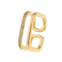 Cubic Zirconia Micro Pave Brass Finger Ring, gold color plated, Adjustable & Unisex & micro pave cubic zirconia 