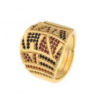 Cubic Zirconia Micro Pave Brass Finger Ring, gold color plated, Adjustable & Unisex & micro pave cubic zirconia 