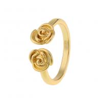 Messing Manschette Fingerring, Blume, goldfarben plattiert, Einstellbar & unisex, verkauft von PC