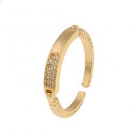 Cubic Zirconia Micro Pave Brass Finger Ring, gold color plated, Adjustable & Unisex & micro pave cubic zirconia 