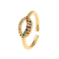 Cubic Zirconia Micro Pave Brass Finger Ring, gold color plated, Adjustable & micro pave cubic zirconia & for woman 