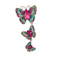 Broche de diamantes de imitación de la aleación de Zinc, con Taladro de vidrio, Mariposa, Joyería & para mujer & con diamantes de imitación, más colores para la opción, 110x52mm, Vendido por UD