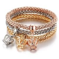 Zinc Alloy Rhinestone Bracelets, plated, three pieces & fashion jewelry & Unisex & with rhinestone, Inner Approx 70mm 