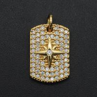 Cubic Zirconia Micro Pave Brass Pendant, micro pave cubic zirconia, golden 