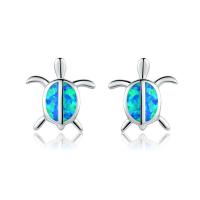 Pendientes de Perno de Aleación de Zinc, con Artificial+Opal, aleación de cinc aguja de pendiente, Tortuga, chapado, para mujer, más colores para la opción, 3-30mm, Vendido por Par