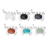 Gemstone Brass Pendants, with Gemstone, Crab, fashion jewelry & DIY Approx 5mm 