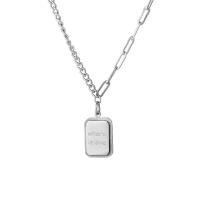 Stainless Steel Jewelry Necklace, with 5cm extender chain, Square, polished, fashion jewelry & Unisex, original color cm 