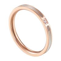 Titan Stahl Fingerring, Titanstahl, mit Weiße Muschel, Kreisring, Vakuum-Ionen-Beschichtung, verschiedene Größen vorhanden & für Frau & mit Strass, Roségold, 2mm, verkauft von PC