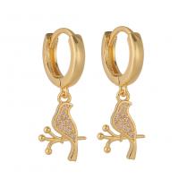 Huggie Hoop Drop Earring, Brass, Animal, gold color plated & micro pave cubic zirconia & for woman 