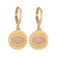 Huggie Hoop Drop Earring, Brass, gold color plated & micro pave cubic zirconia & for woman 