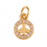 Cubic Zirconia Micro Pave Brass Pendant, gold color plated & micro pave cubic zirconia 