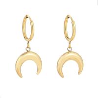 Huggie Hoop Drop Earring, 304 Stainless Steel, Moon, Vacuum Ion Plating, fashion jewelry & for woman 