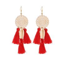 alliage de zinc boucle d'oreille en gland, avec Fibre de polyester & coquille, Placage de couleur d'or, Style bohème & pour femme & creux, plus de couleurs à choisir Vendu par paire