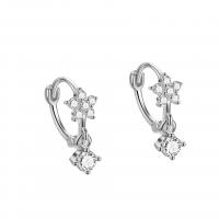 Huggie Hoop Drop Earring, 925 Sterling Silver, plated, for woman & with rhinestone 