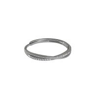 Zircon pavent argent sterling Bague, Argent sterling 925, Réglable & pour femme, argent, 2mm, Vendu par PC