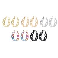 Boucle d'oreille en acier inoxydable Hoop, Acier inoxydable 304, Placage ionique sous vide, bijoux de mode & pour femme & creux, plus de couleurs à choisir, 7*22mm, Vendu par paire