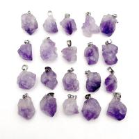 Amethyst Anhänger Februar Birthstone, mit 304 Edelstahl, Unregelmäßige, DIY, 1-2cm, verkauft von PC